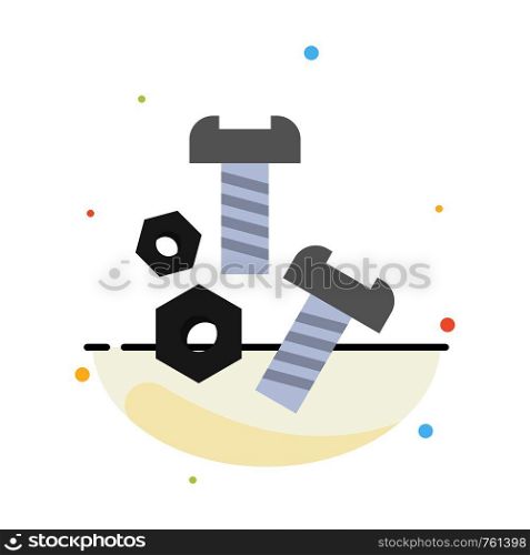 Bolt, Nut, Screw, Tools Abstract Flat Color Icon Template