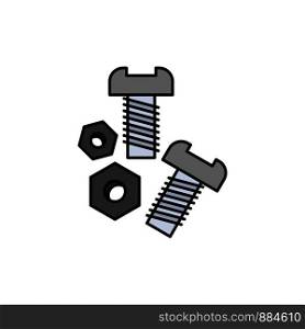 Bolt, Nut, Screw, Tools Flat Color Icon. Vector icon banner Template