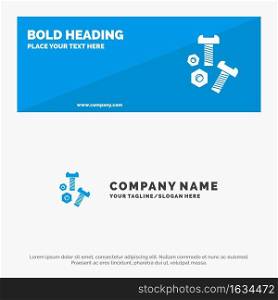 Bolt, Nut, Screw, Tools SOlid Icon Website Banner and Business Logo Template