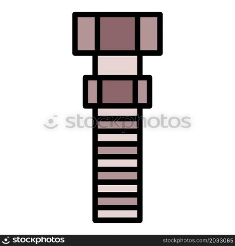 Bolt with nut icon. Outline bolt with nut vector icon color flat isolated. Bolt with nut icon color outline vector
