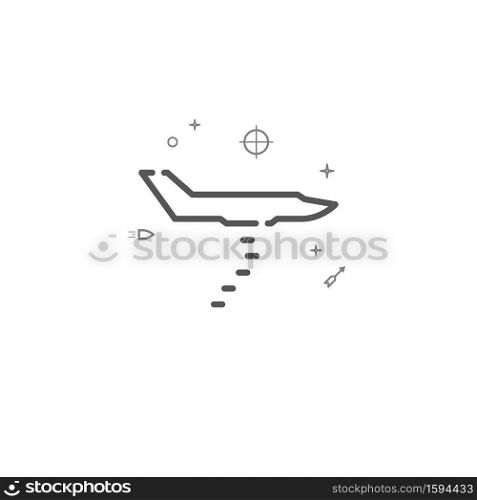 Bomb attack simple vector line icon. Bomber and falling bombs symbol, pictogram, sign. Light background. Editable stroke. Adjust line weight.. Bomb attack simple vector line icon. Symbol, pictogram, sign. Light background. Editable stroke
