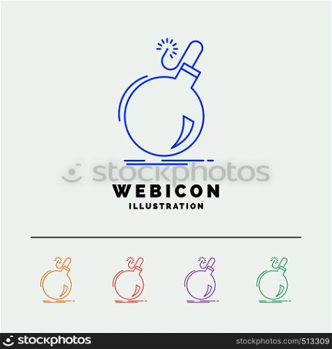 Bomb, boom, danger, ddos, explosion 5 Color Line Web Icon Template isolated on white. Vector illustration. Vector EPS10 Abstract Template background