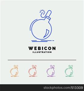 Bomb, boom, danger, ddos, explosion 5 Color Line Web Icon Template isolated on white. Vector illustration. Vector EPS10 Abstract Template background