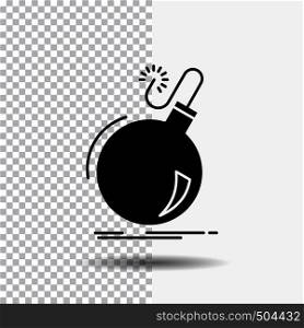 Bomb, boom, danger, ddos, explosion Glyph Icon on Transparent Background. Black Icon. Vector EPS10 Abstract Template background