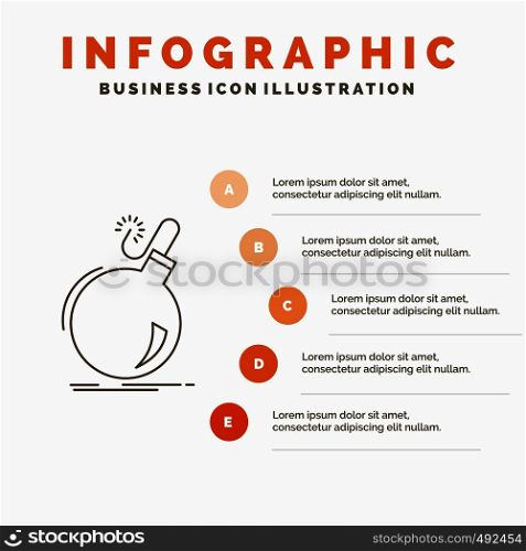 Bomb, boom, danger, ddos, explosion Infographics Template for Website and Presentation. Line Gray icon with Orange infographic style vector illustration. Vector EPS10 Abstract Template background