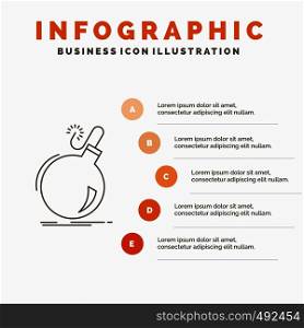 Bomb, boom, danger, ddos, explosion Infographics Template for Website and Presentation. Line Gray icon with Orange infographic style vector illustration. Vector EPS10 Abstract Template background