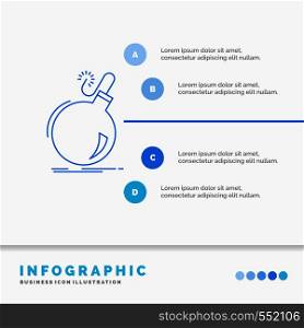 Bomb, boom, danger, ddos, explosion Infographics Template for Website and Presentation. Line Blue icon infographic style vector illustration. Vector EPS10 Abstract Template background