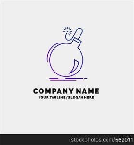 Bomb, boom, danger, ddos, explosion Purple Business Logo Template. Place for Tagline. Vector EPS10 Abstract Template background