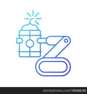 Bomb defusing robots gradient linear vector icon. Control from safe distance. Explosive ordnance remote disposal. Thin line color symbol. Modern style pictogram. Vector isolated outline drawing. Bomb defusing robots gradient linear vector icon