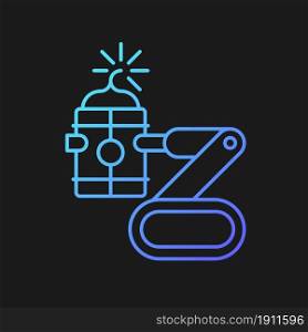 Bomb defusing robots gradient vector icon for dark theme. Control from safe distance. Tactical robot. Remote disposal. Thin line color symbol. Modern style pictogram. Vector isolated outline drawing. Bomb defusing robots gradient vector icon for dark theme