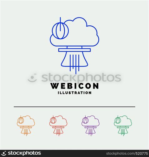 Bomb, explosion, nuclear, special, war 5 Color Line Web Icon Template isolated on white. Vector illustration. Vector EPS10 Abstract Template background