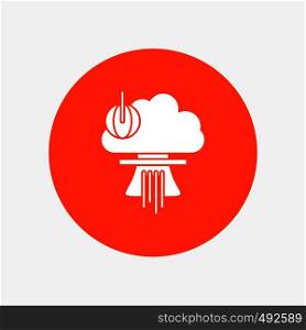 Bomb, explosion, nuclear, special, war White Glyph Icon in Circle. Vector Button illustration. Vector EPS10 Abstract Template background