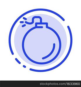 Bomb, Explosive, Explosion Blue Dotted Line Line Icon