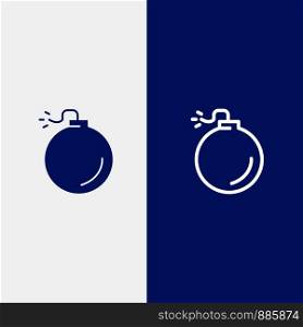 Bomb, Explosive, Explosion Line and Glyph Solid icon Blue banner