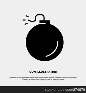Bomb, Explosive, Explosion Solid Black Glyph Icon