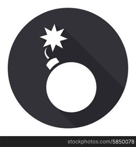 bomb flat icon with long shadow