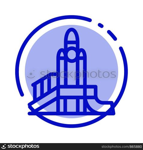 Bomb, Games, Nuclear, Playground, Political Blue Dotted Line Line Icon