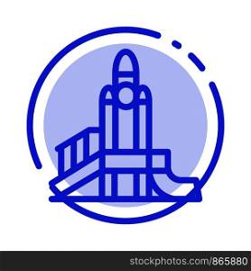 Bomb, Games, Nuclear, Playground, Political Blue Dotted Line Line Icon