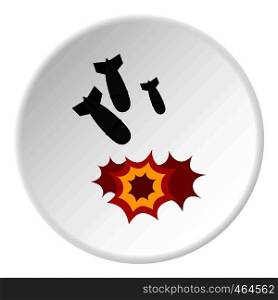 Bomb icon in flat circle isolated vector illustration for web. Bomb icon circle