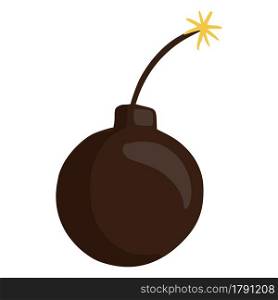 Bomb icon isolated on white background. Boom symbol in cartoon style. Burning wick. Vector illustration. Bomb icon isolated on white background. Boom symbol in cartoon style. Burning wick.