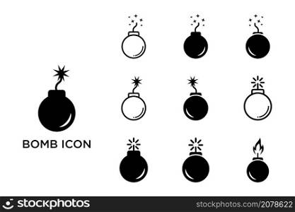 bomb icon set vector design template in white background