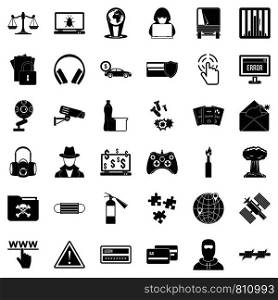 Bomb icons set. Simple style of 36 bomb vector icons for web isolated on white background. Bomb icons set, simple style