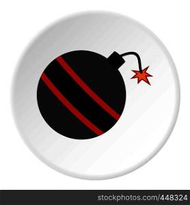 Bomb ready to explode icon in flat circle isolated vector illustration for web. Bomb ready to explode icon circle