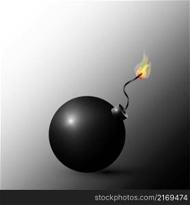 Bomb sign. Cannon ball. Cartoon style. Isolated object. Gray gradientary background. Vector illustration. Stock image. EPS 10.. Bomb sign. Cannon ball. Cartoon style. Isolated object. Gray gradientary background. Vector illustration. Stock image.