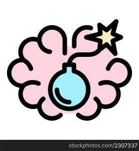 Bomb tension icon. Outline bomb tension vector icon color flat isolated. Bomb tension icon color outline vector