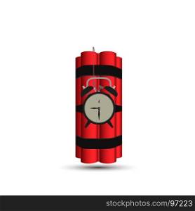 Bomb vector dynamite time red illustration background. Detonator danger tnt clock timer power.