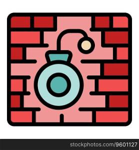 Bomb wall icon outline vector. Courage business. Goal challenge color flat. Bomb wall icon vector flat