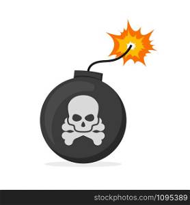 bomb with a skull in flat style on a white background. bomb with a skull in flat style, white background