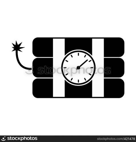 Bomb with clock timer black simple icon. Bomb with clock timer icon