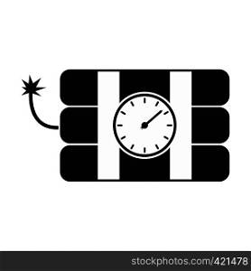 Bomb with clock timer black simple icon. Bomb with clock timer icon