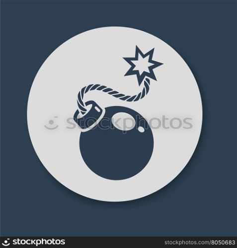 Bomb with lit fuse icon. Flat bomb icon. Bomb with lit fuse vector illustration