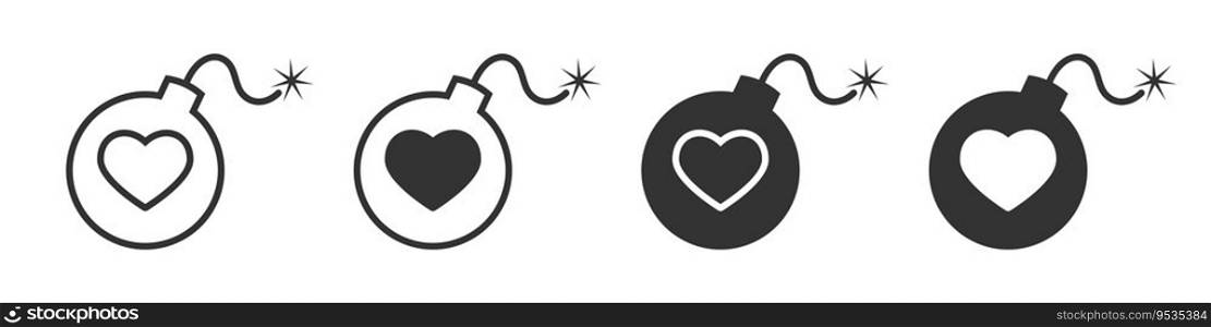 Bomb wuth heart icon. Love bomb icon. Vector illustration.