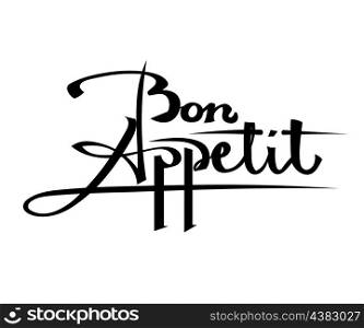 Bon Appetit Black lettering on a white background. Stock vector illustration