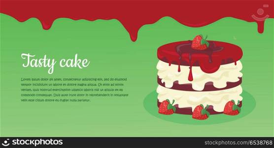 Bon Appetit. Festive Cake Web Banner. Chocolate. Bon appetit. Festive cake web banner. Chocolate cake bakery isolated design flat. Birthday cake, dessert and cookies, sweet confectionery, delicious cream, tasty pastry cake. Vector illustration