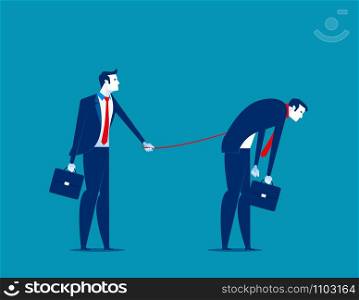 Bondage. Manager controlling his subordinates. Concept business vector illustration.