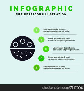 Bone, Calcium, Mineral, Skincare, Strength Solid Icon Infographics 5 Steps Presentation Background