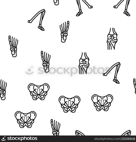 Bone Human Skeleton Structure Vector Seamless Pattern Thin Line Illustration. Bone Human Skeleton Structure Vector Seamless Pattern