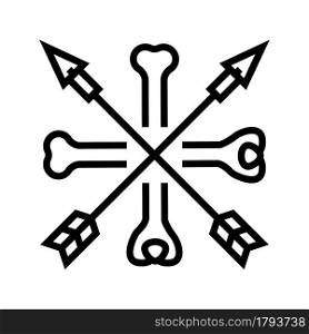 bones and arrows boho line icon vector. bones and arrows boho sign. isolated contour symbol black illustration. bones and arrows boho line icon vector illustration