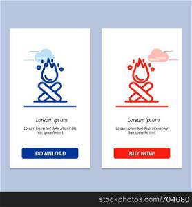 Bonfire, Campfire, Camping, Fire Blue and Red Download and Buy Now web Widget Card Template