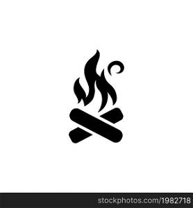 Bonfire. Flat Vector Icon. Simple black symbol on white background. Bonfire Flat Vector Icon