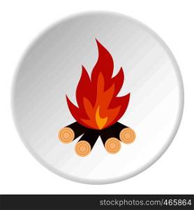Bonfire icon in flat circle isolated on white vector illustration for web. Bonfire icon circle