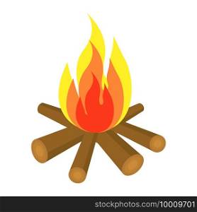 Bonfire  icon with  firewood and flame isolated on white background. Vector c&fire illustration.