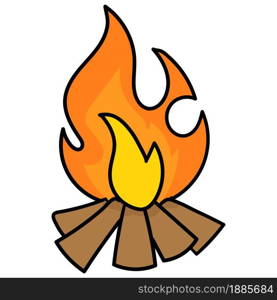 bonfire ions smoldering, doodle icon image. cartoon caharacter cute doodle draw