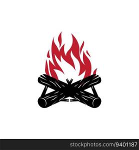 Bonfire Logo, Wood Burning And Fire Design, Camping Adventure Vintage