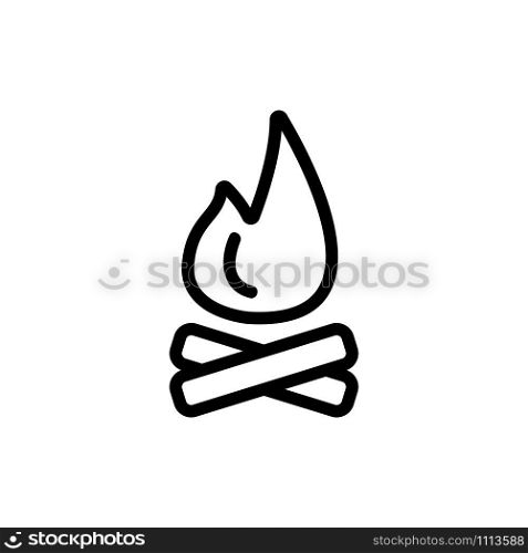 bonfire of firewood icon vector. A thin line sign. Isolated contour symbol illustration. bonfire of firewood icon vector. Isolated contour symbol illustration