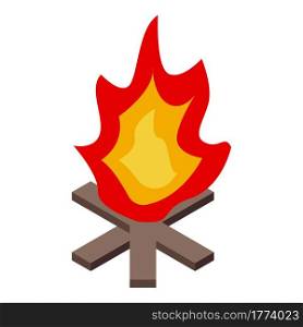 Bonfire of planks icon. Isometric of Bonfire of planks vector icon for web design isolated on white background. Bonfire of planks icon, isometric style